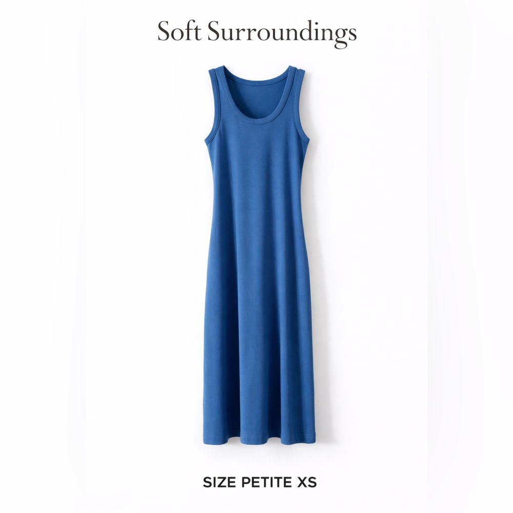 EUC Soft Surroundings Blue Sleeveless Knit Midi Dress Petite XS